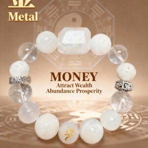 Five Elements Energy Lucky Crystal Bracelet Aligns with Your Personal Energyf(Metal)